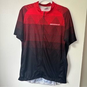 Bergrisar Men's Red and Black Cycling Jersey Shirt Full Zip Polyester